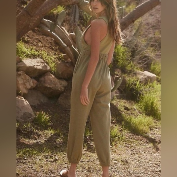 Free People Beach Kyle racerback mosstone green Jumpsuit - Picture 2 of 7